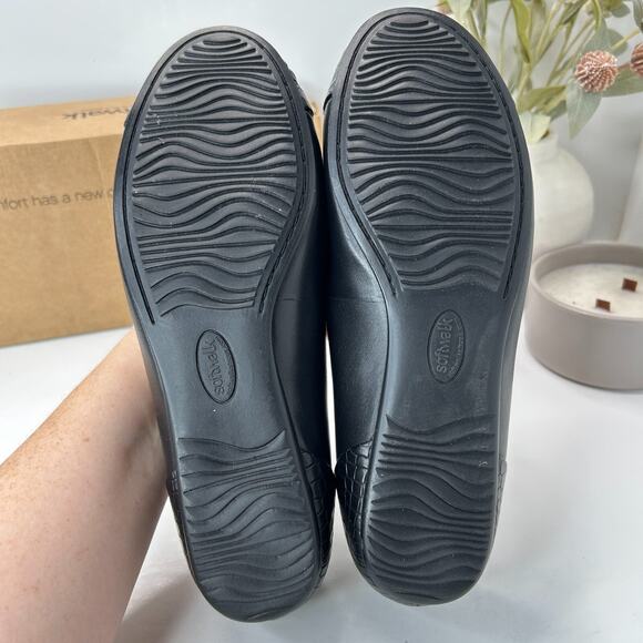 Softwalk Sonoma Cap Toe Ballet Flat Black Croco S1907-027 Women's 7.5W Tried On - Picture 8 of 10